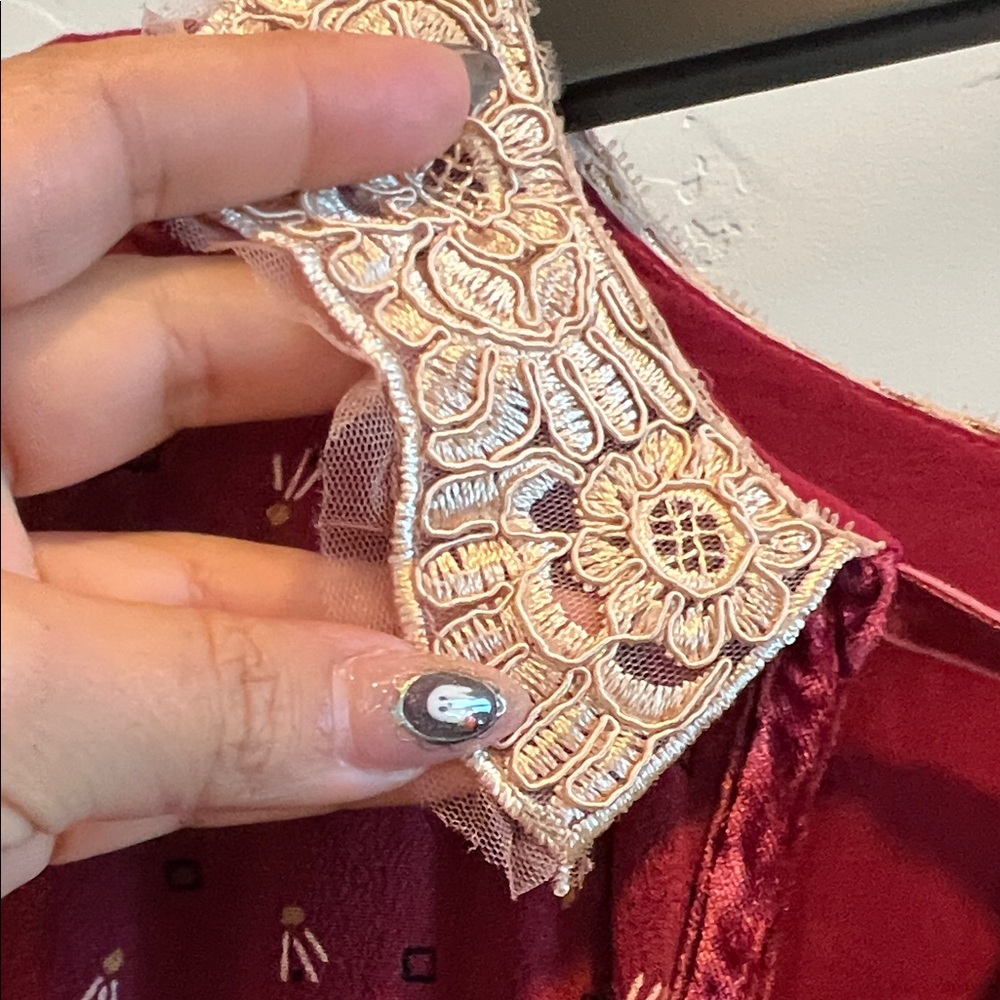 Free People Burgundy Velvet Dress with Gold Accents - Picture 6 of 9